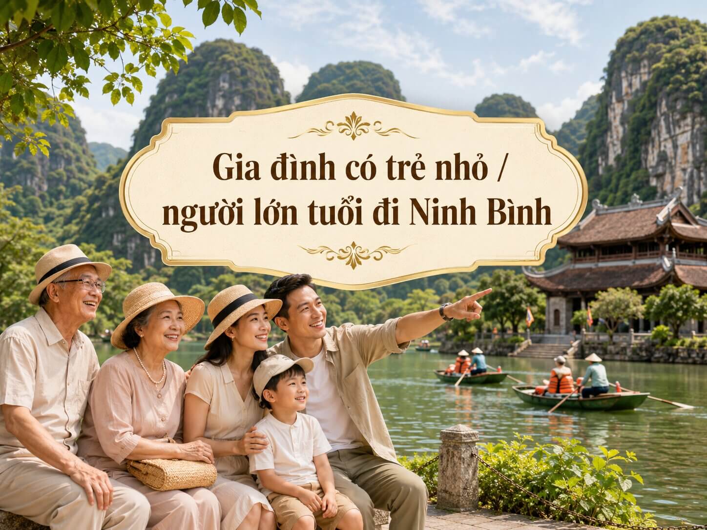 Gia đình có trẻ nhỏ đi xe Hà Nội Ninh Bình