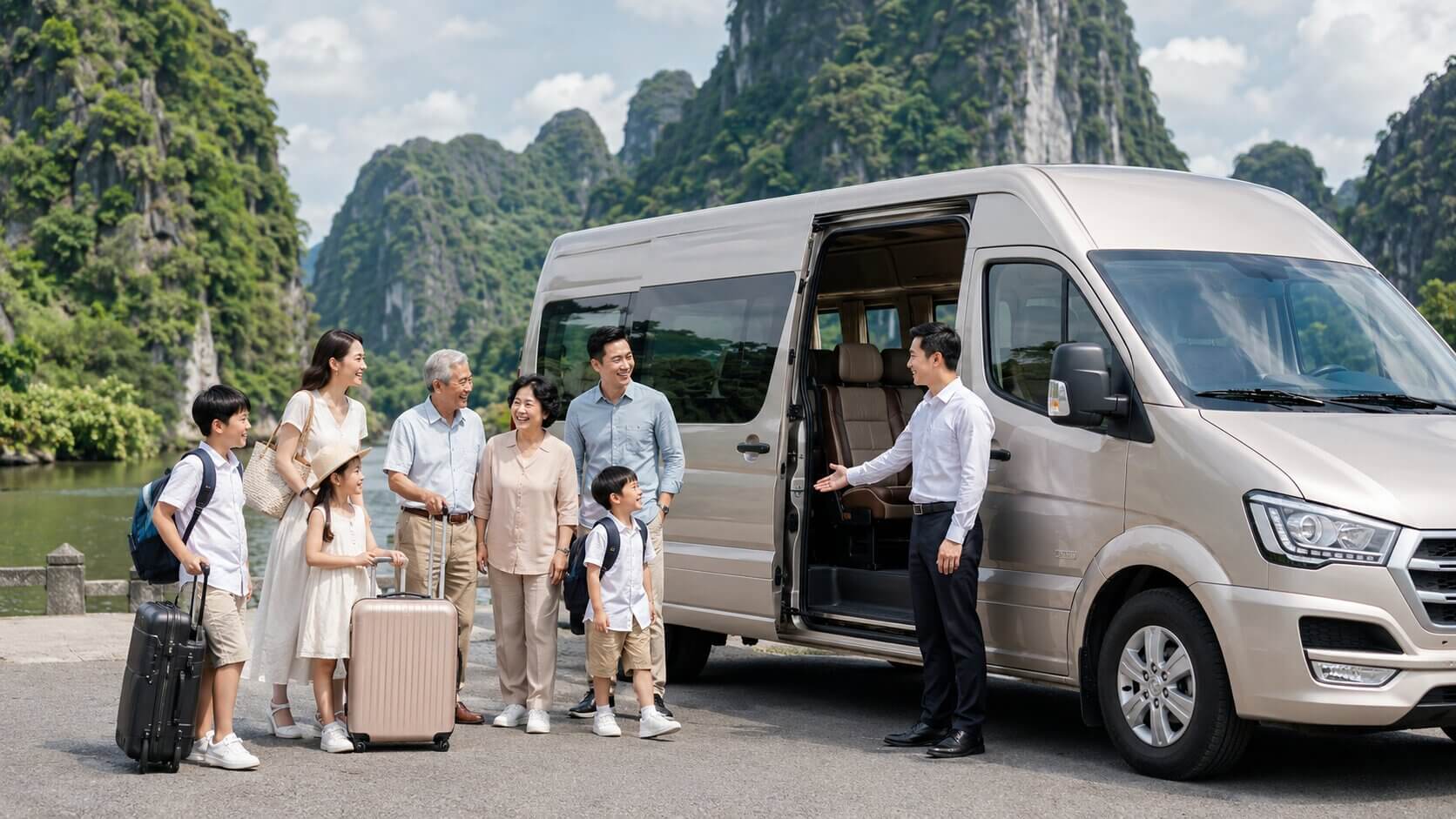 Đoàn gia đình thuê xe 16 chỗ Ninh Bình
