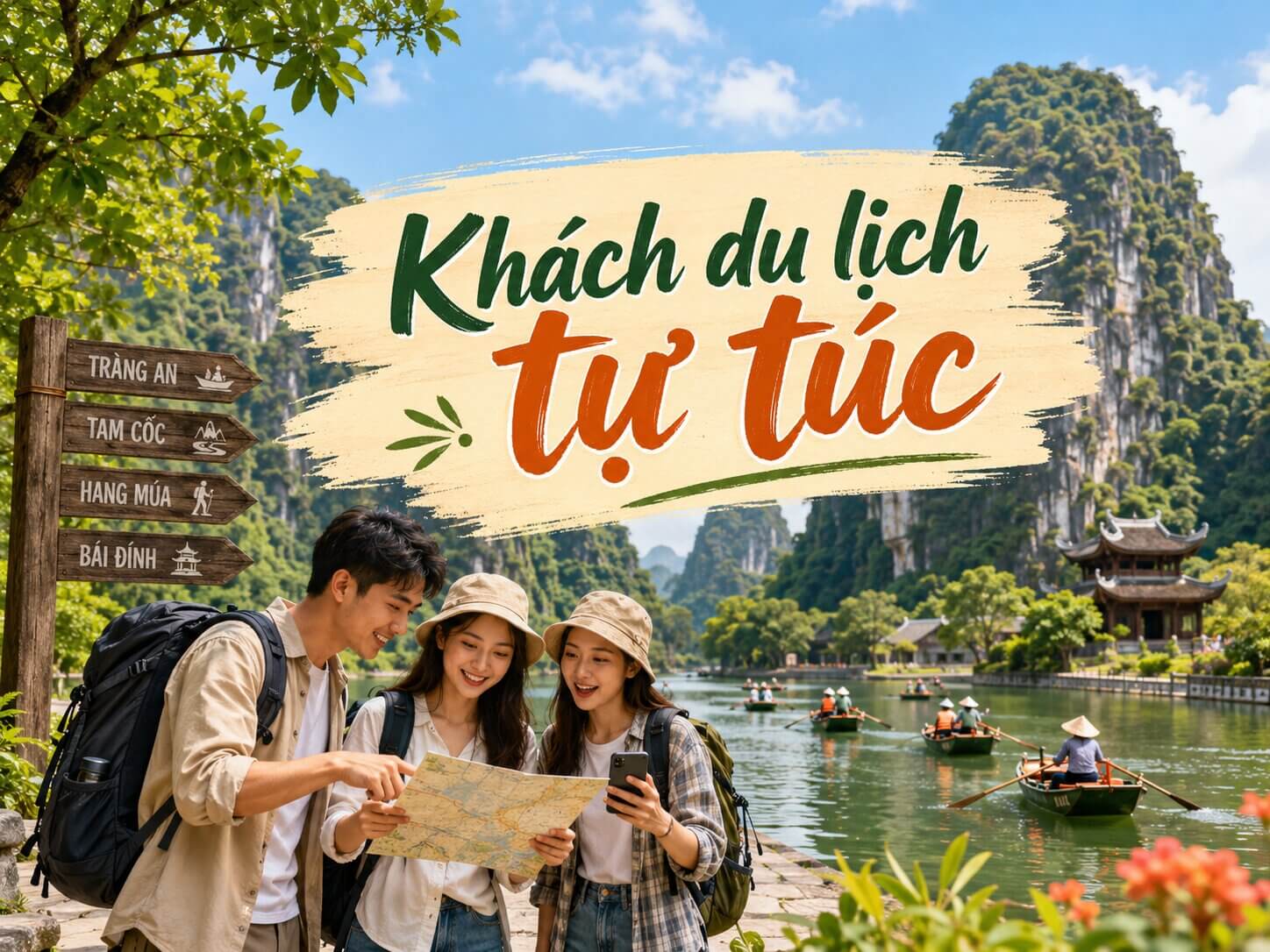 Khách du lịch tự túc thuê xe đi Tràng An Tam Cốc Hang Múa
