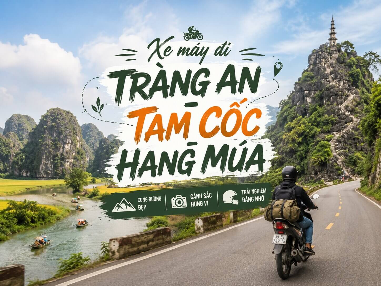 Xe máy đi Tràng An Tam Cốc Hang Múa